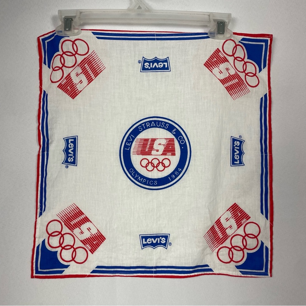 Vtg Olympics Bandana Levis Set USA 1984 Red Blue American Sportswear Memorabilia